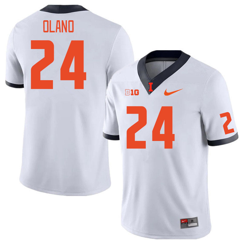 Men #24 David Olano Illinois Fighting Illini College Football Jerseys Stitched Sale-White